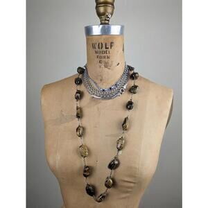 1970's tigers eye sterling silver long necklace